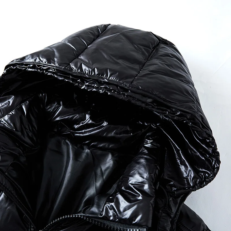 Men's glossy quilted hooded puffer jacket