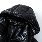 Men's glossy quilted hooded puffer jacket