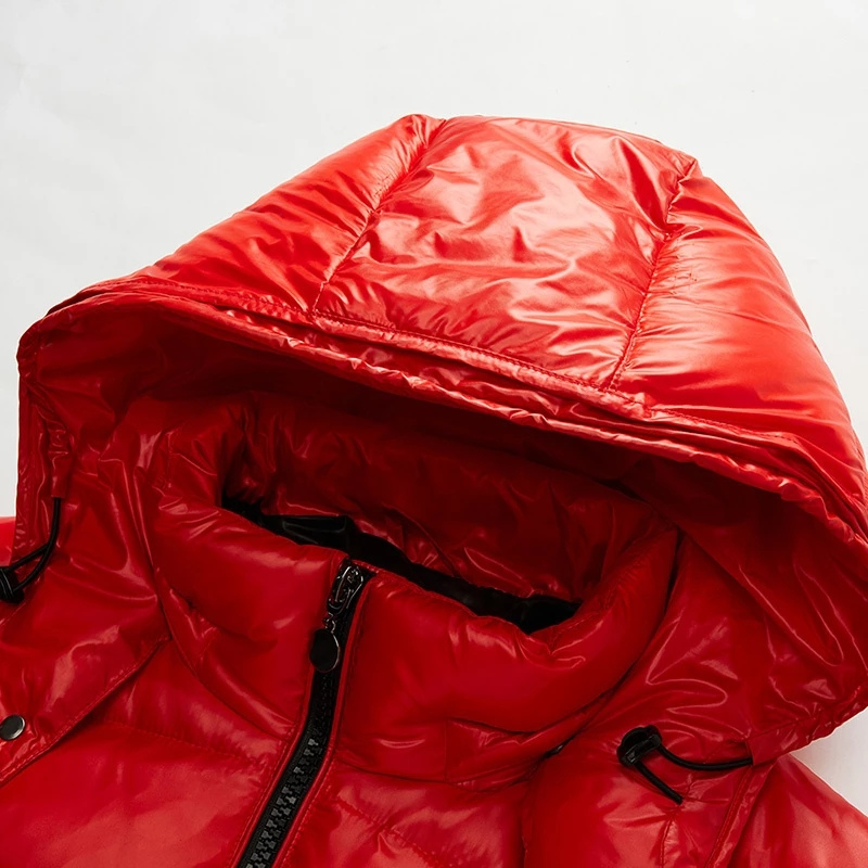 Men's glossy quilted hooded puffer jacket