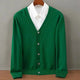 Men's V-neck knit cardigan with long sleeves and buttons