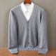 Men's V-neck knit cardigan with long sleeves and buttons