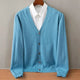 Men's V-neck knit cardigan with long sleeves and buttons