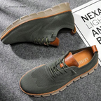 Men's knit sneakers with lace-up front and segmented white sole