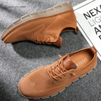 Men's knit sneakers with lace-up front and segmented white sole