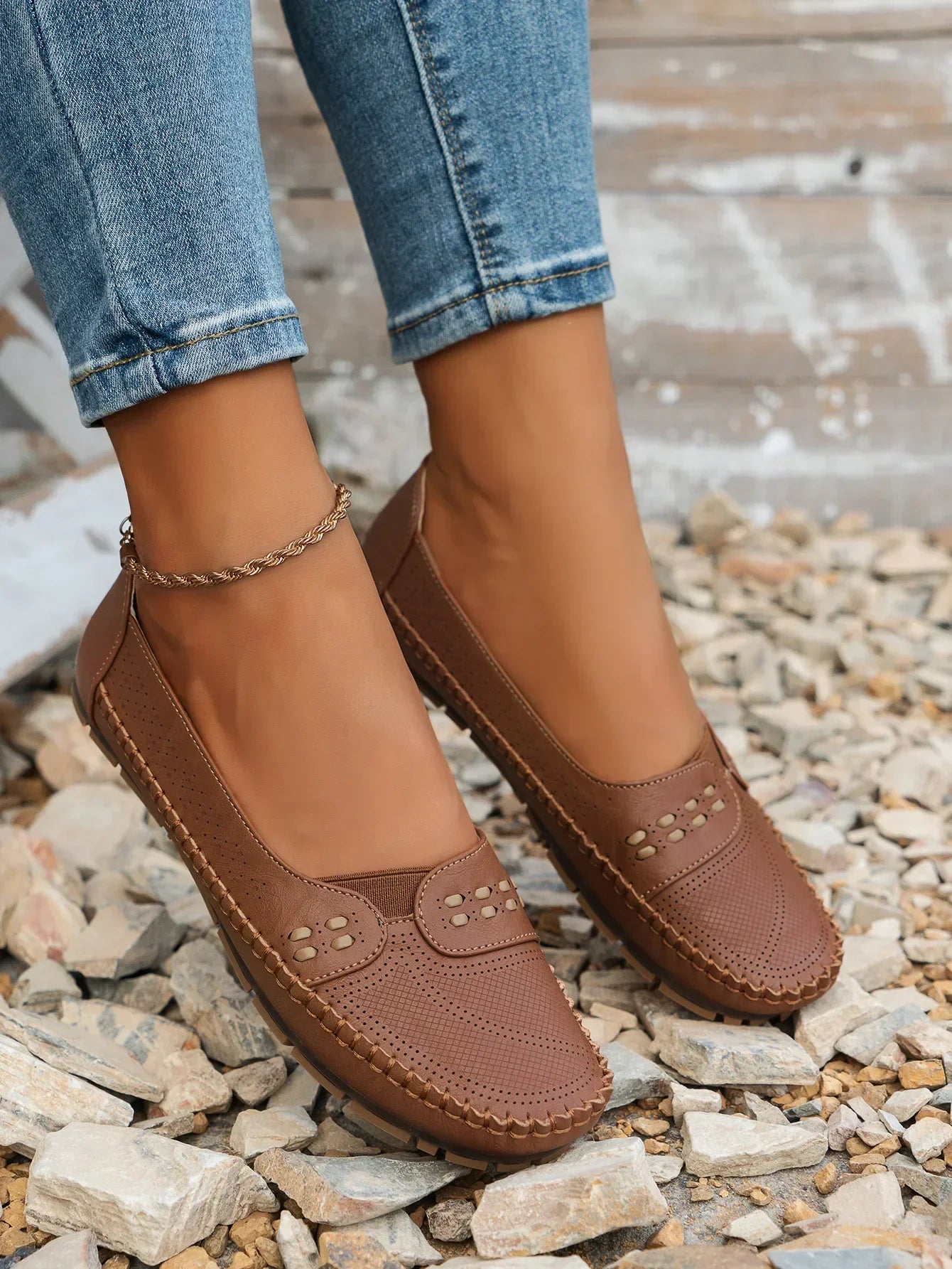 Tivora  - Classic Flat Slip-On Womens Loafers Everyday Walking