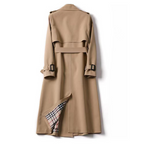 Women's belted double-breasted trench coat with checked lining