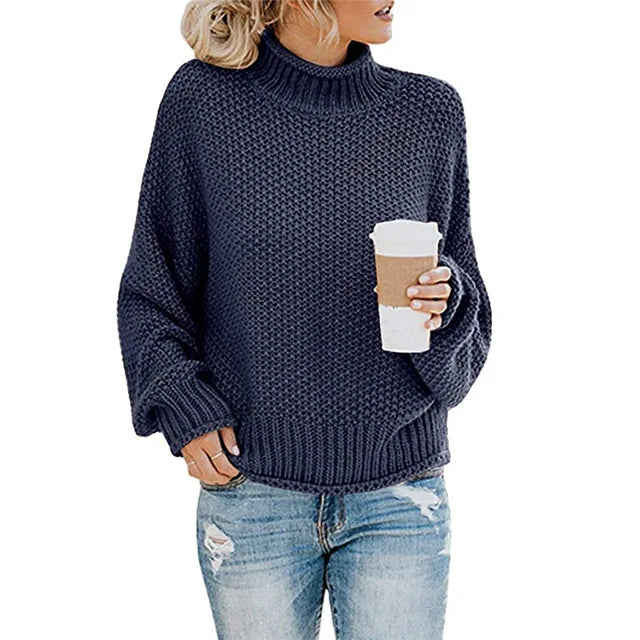 Women's elegant turtleneck sweater with long sleeves