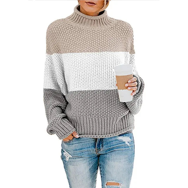 Women's elegant turtleneck sweater with long sleeves