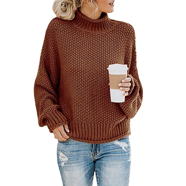 Women's elegant turtleneck sweater with long sleeves