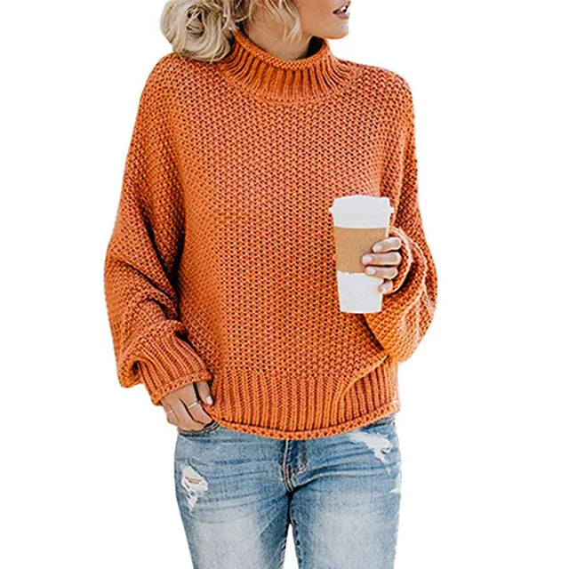 Women's elegant turtleneck sweater with long sleeves