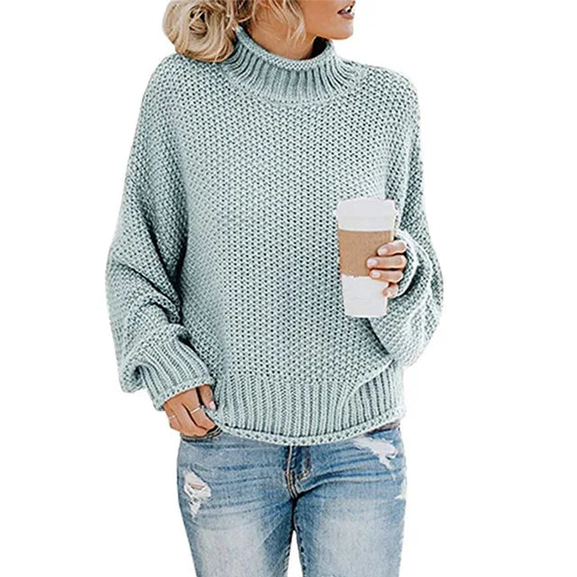 Women's elegant turtleneck sweater with long sleeves