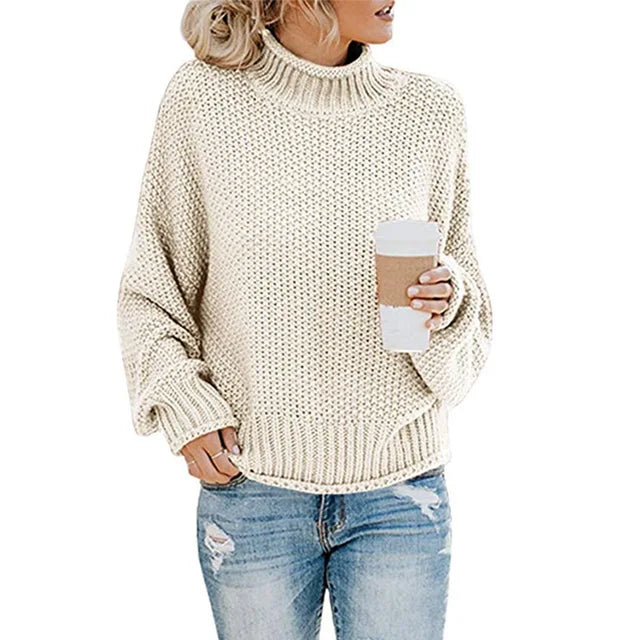 Women's elegant turtleneck sweater with long sleeves