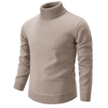 Men's ribbed turtleneck sweater with long sleeves and ribbed trims