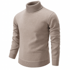 Men's ribbed turtleneck sweater with long sleeves and ribbed trims