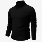 Men's ribbed turtleneck sweater with long sleeves and ribbed trims