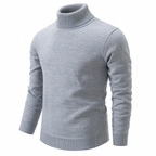 Men's ribbed turtleneck sweater with long sleeves and ribbed trims