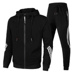 Men's hooded tracksuit set with zip jacket, tapered joggers and striped sleeve and leg details
