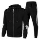 Men's hooded tracksuit set with zip jacket, tapered joggers and striped sleeve and leg details