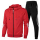 Men's hooded tracksuit set with zip jacket, tapered joggers and striped sleeve and leg details