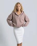 Women's oversized hooded lounge hoodie with long sleeves and ribbed trims