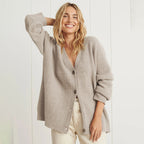 Women's oversized ribbed button-front cardigan