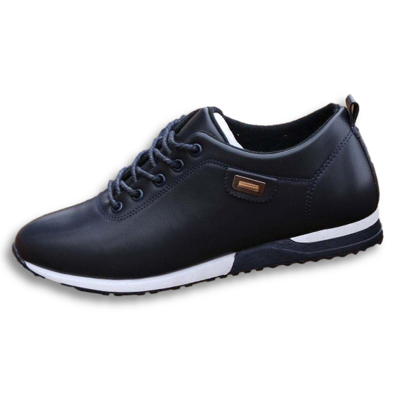 Men's low-top leather trainers with contrasting side stripe