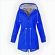 Women's long hooded rain jacket with front zippers