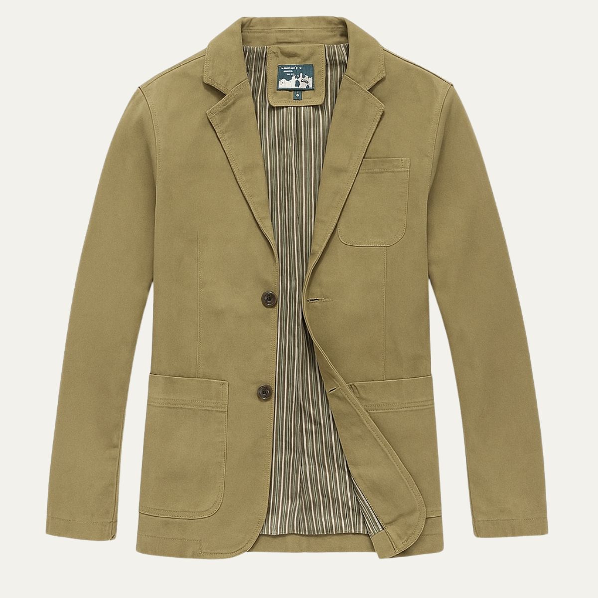 Men's blazer-style jacket with lapel collar and patch pockets