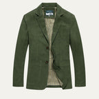 Men's blazer-style jacket with lapel collar and patch pockets