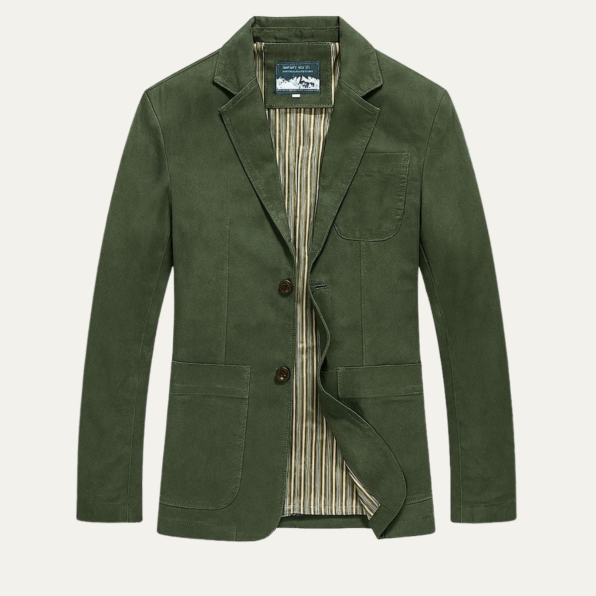 Men's blazer-style jacket with lapel collar and patch pockets