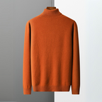 Men's long-sleeved cable knit roll neck jumper with ribbed trims