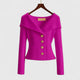 Women's ribbed cardigan with shawl collar, long sleeves and button front
