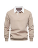Men's polo sweater with contrast collar and long sleeves