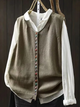 Women's sleeveless knit vest with V-neck and colorful buttons