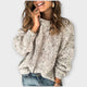Women's textured crew neck sweater with long sleeves and ribbed trims