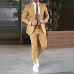 Men's tailored suit outfit set with blazer and full-length trousers