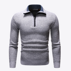 Men's textured half-zip jumper with turn-down collar