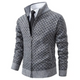 Men's textured zip sweater with raised collar and ribbed trims