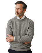 Men's plain crew neck jumper with long sleeves and ribbed trims