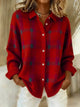 Women's multicolour checked knit shirt with collar and buttons