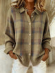 Women's multicolour checked knit shirt with collar and buttons