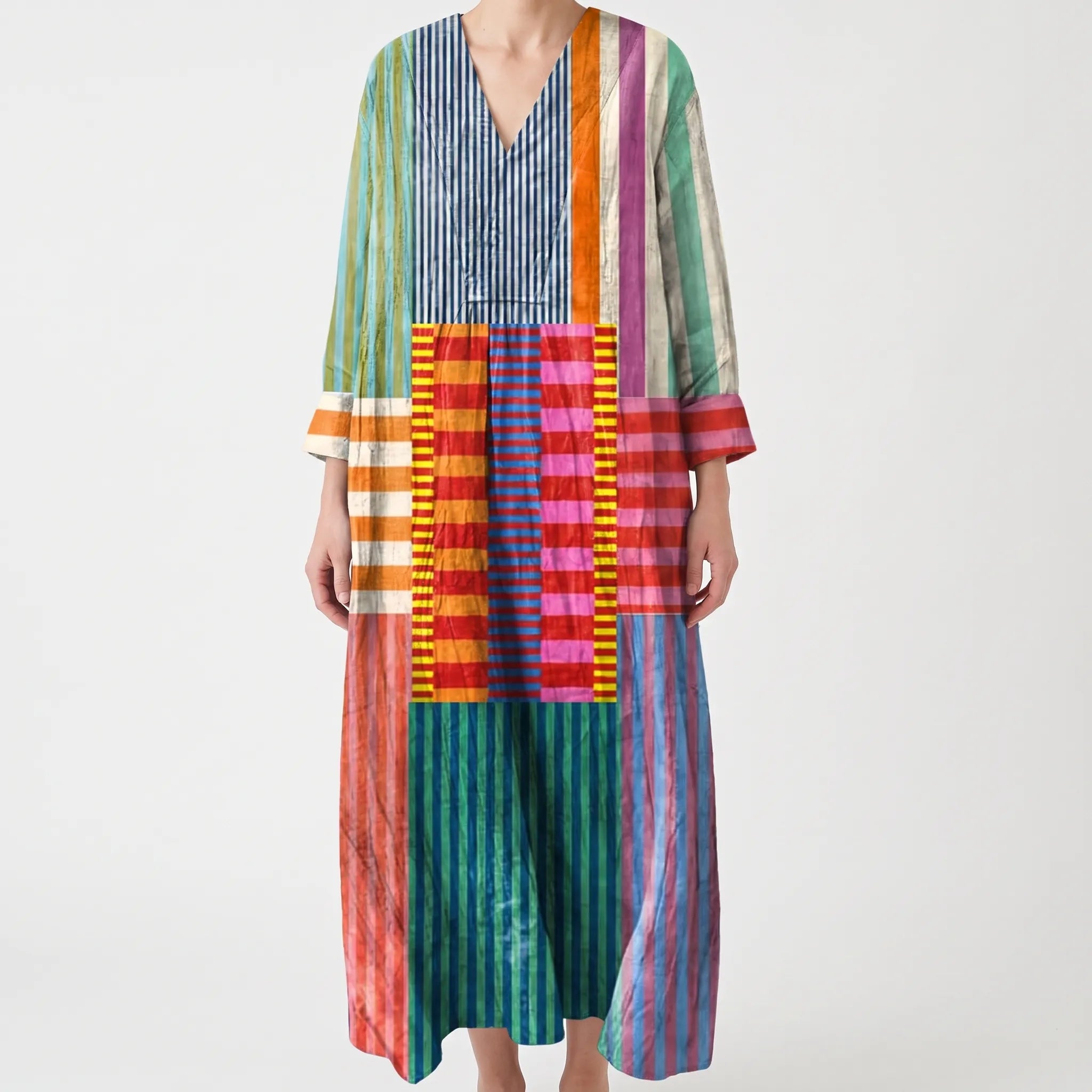 Valerise - Colourblock Patchwork Maxi Dress