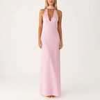 Valetta  - Elegant Halter Neck Maxi Dress Evening Social Events
