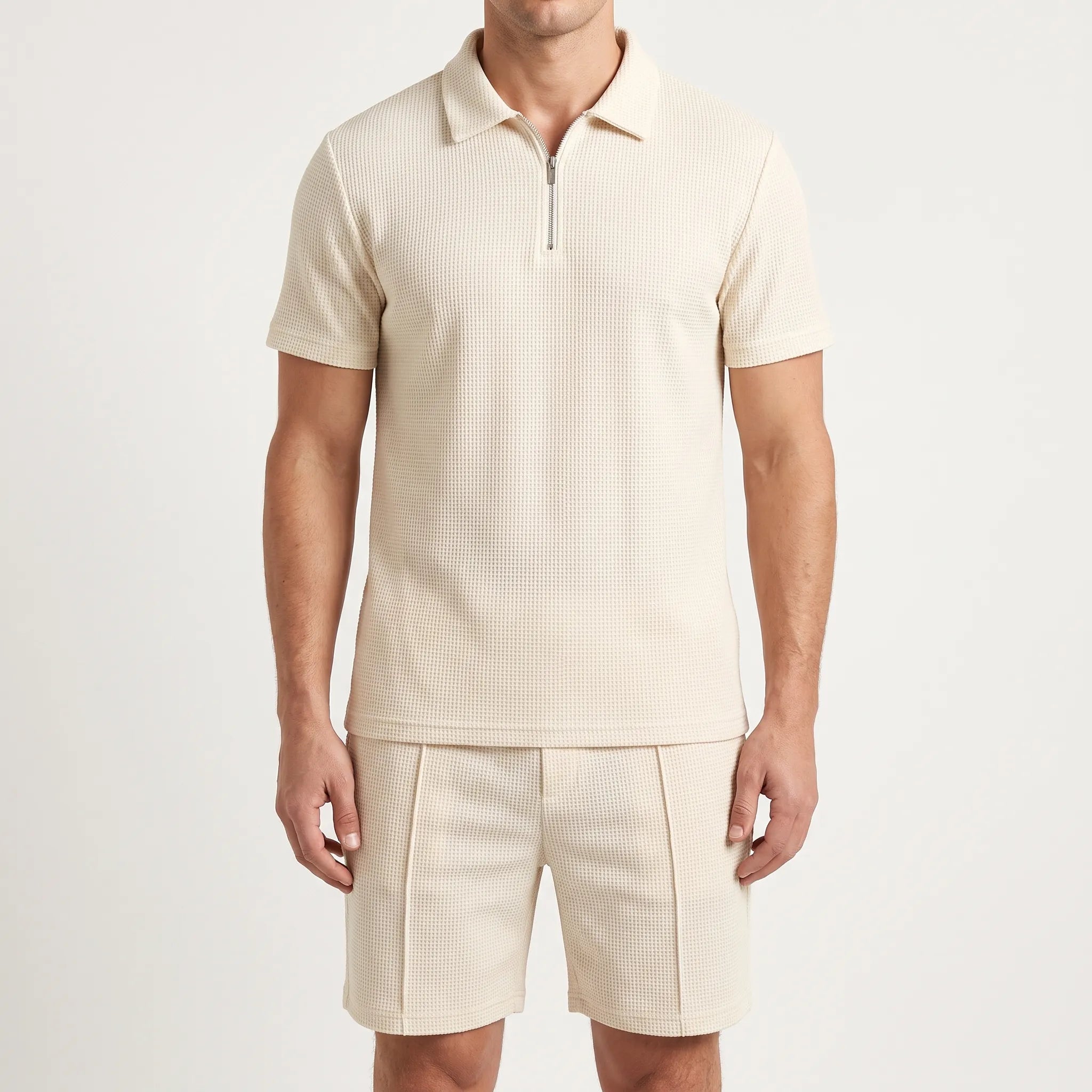 Vaycor - Casual Textured Short-Sleeved Co-Ord Set