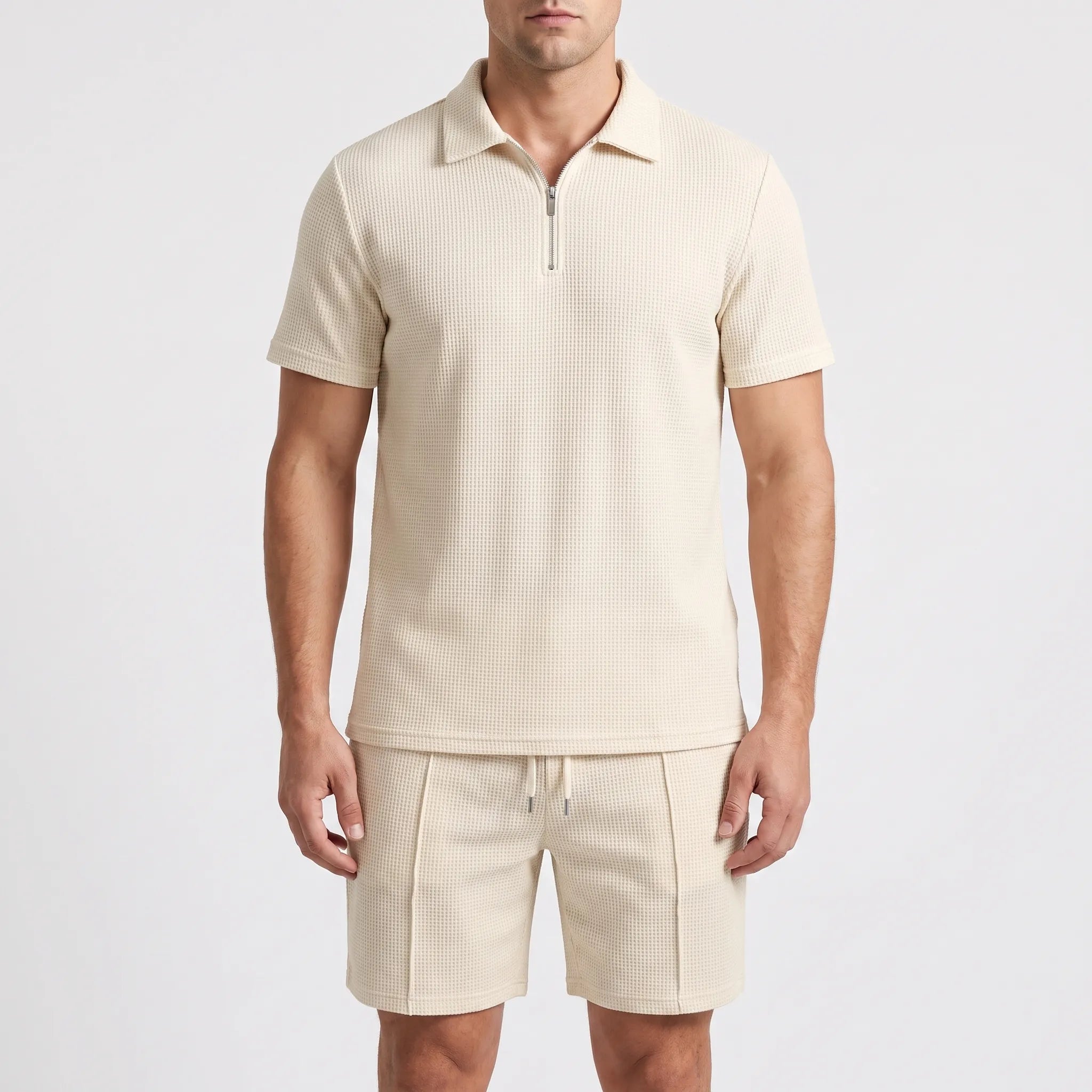 Vaycor - Casual Textured Short-Sleeved Co-Ord Set