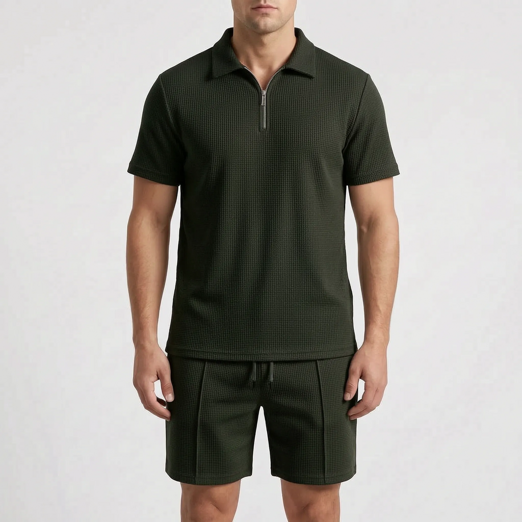 Vaycor - Casual Textured Short-Sleeved Co-Ord Set