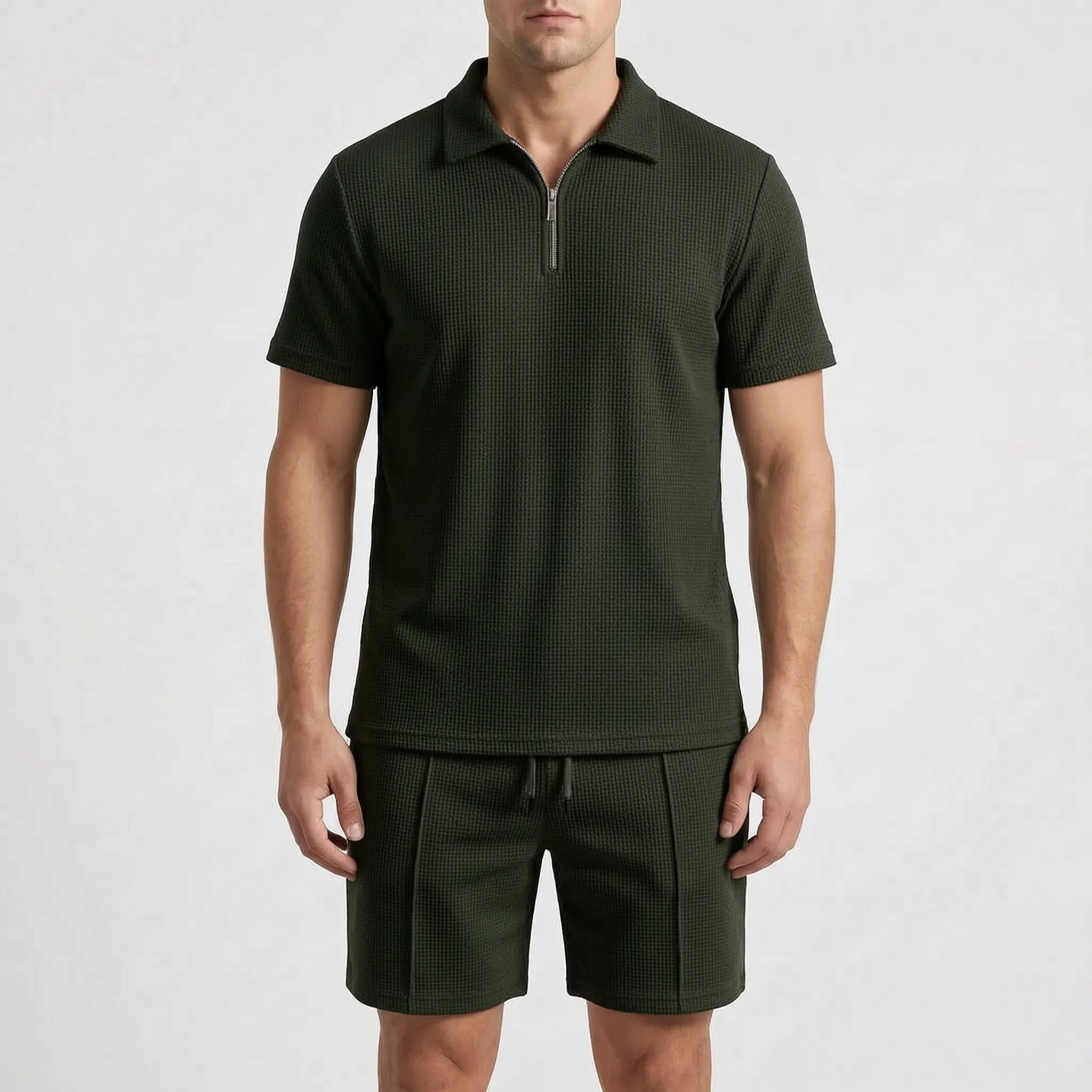 Vaycor - Casual Textured Short-Sleeved Co-Ord Set