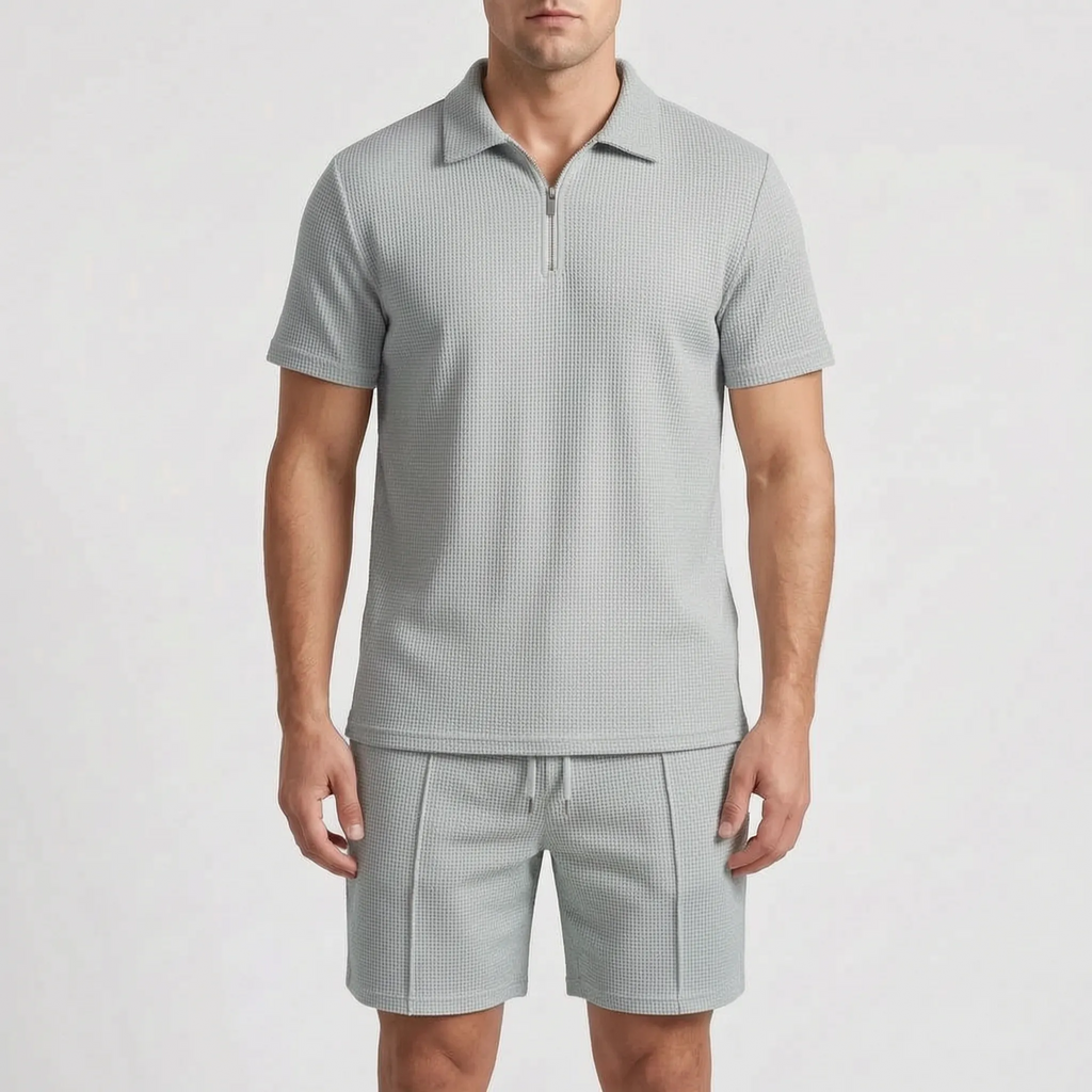 Vaycor - Casual Textured Short-Sleeved Co-Ord Set