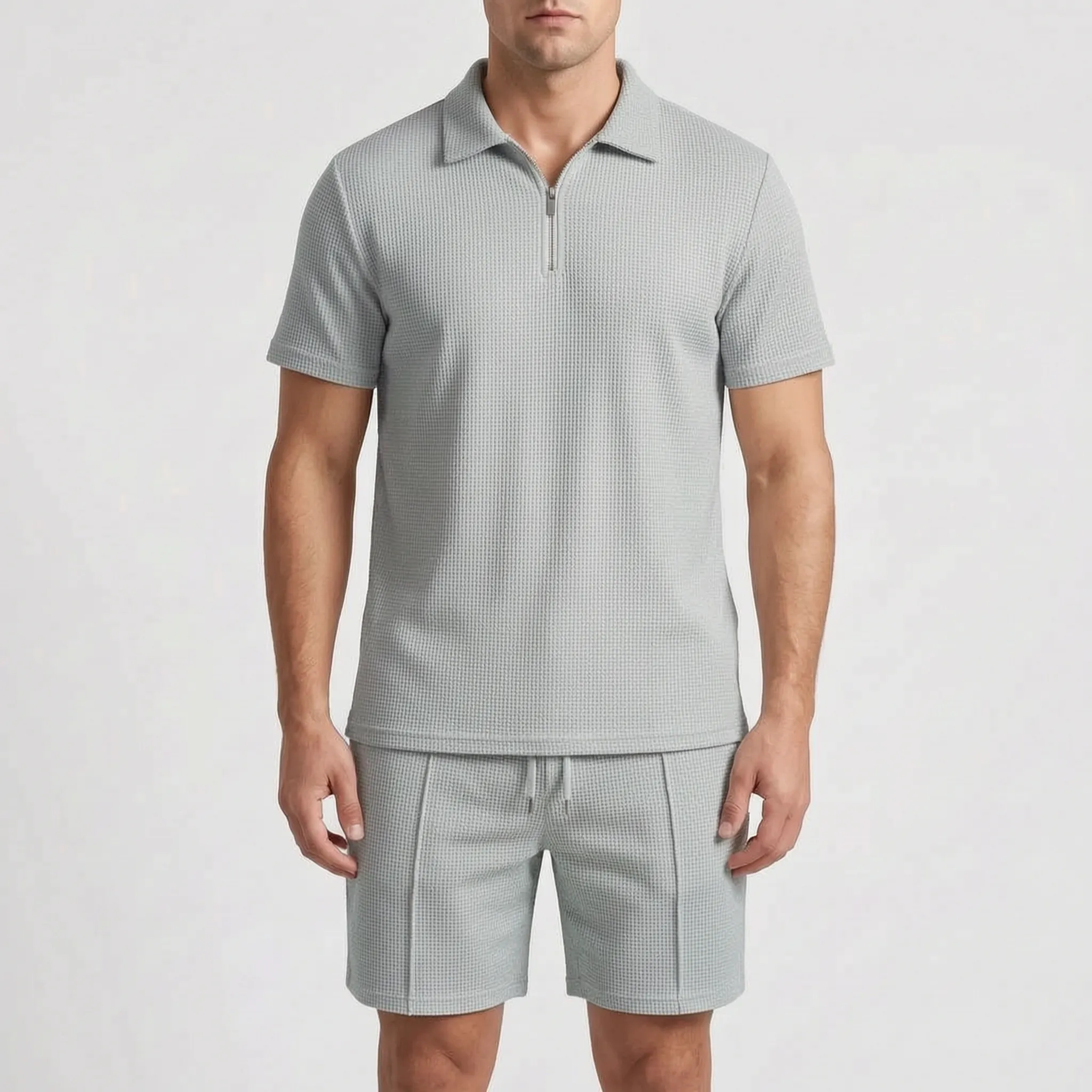 Vaycor - Casual Textured Short-Sleeved Co-Ord Set