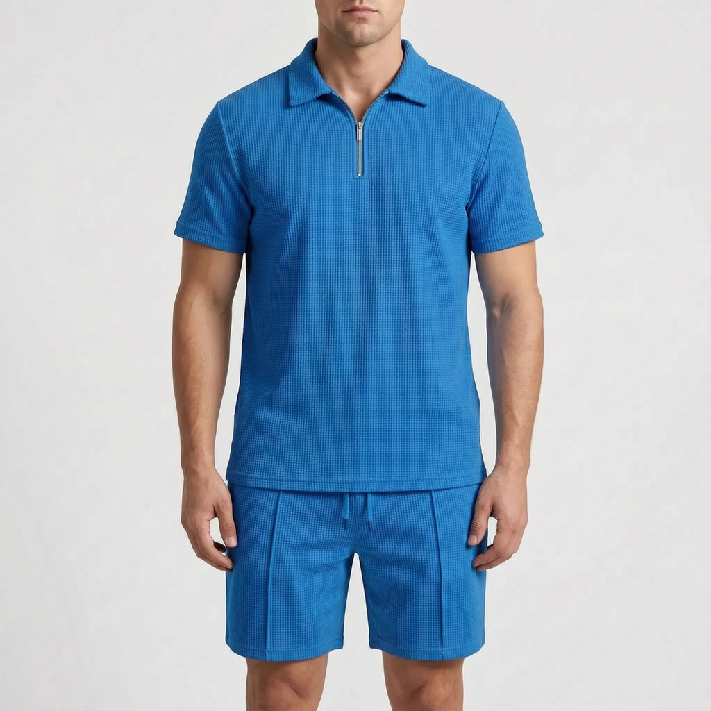 Vaycor - Casual Textured Short-Sleeved Co-Ord Set